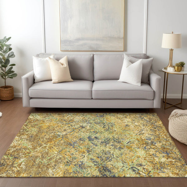 Homeroots 3' Beige Brown Copper Geometric Washable Indoor Outdoor Area Rug For Versatile Home Decor Solutions 3' X 5' Polyester 586078