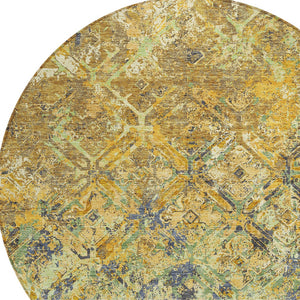 Homeroots 3' Beige Brown Copper Geometric Washable Indoor Outdoor Area Rug For Versatile Home Decor Solutions 8' Round Polyester 586080