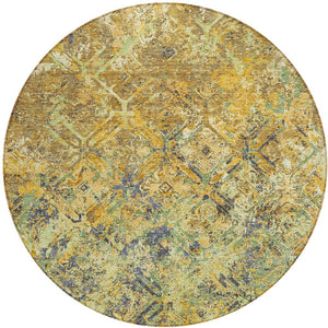 Homeroots 3' Beige Brown Copper Geometric Washable Indoor Outdoor Area Rug For Versatile Home Decor Solutions 8' Round Polyester 586080