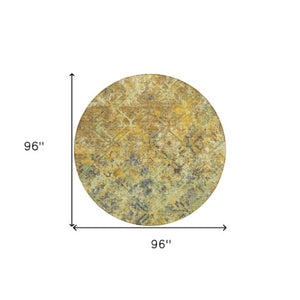 Homeroots 3' Beige Brown Copper Geometric Washable Indoor Outdoor Area Rug For Versatile Home Decor Solutions 8' Round Polyester 586080