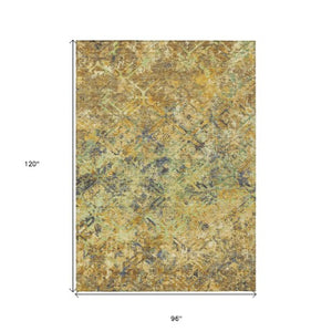 Homeroots 3' Beige Brown Copper Geometric Washable Indoor Outdoor Area Rug For Versatile Home Decor Solutions 8' X 10' Polyester 586081