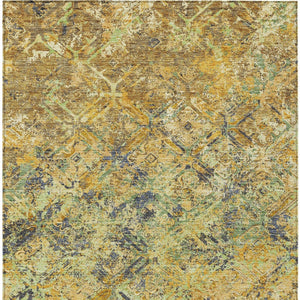 Homeroots 3' Beige Brown Copper Geometric Washable Indoor Outdoor Area Rug For Versatile Home Decor Solutions 9' X 12' Polyester 586082