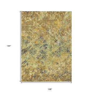 Homeroots 3' Beige Brown Copper Geometric Washable Indoor Outdoor Area Rug For Versatile Home Decor Solutions 9' X 12' Polyester 586082