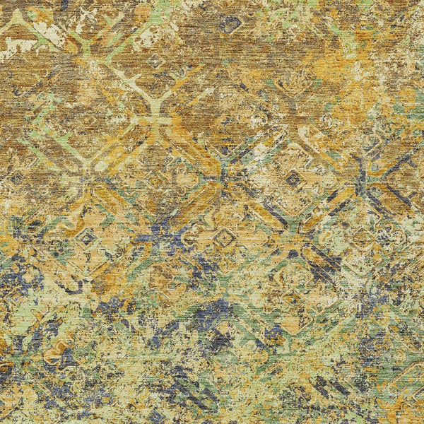 Homeroots 3' Beige Brown Copper Geometric Washable Indoor Outdoor Area Rug For Versatile Home Decor Solutions 9' X 12' Polyester 586082