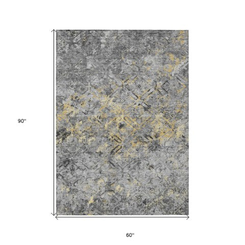 Homeroots 3' Beige Brown Copper Geometric Washable Indoor Outdoor Area Rug For Versatile Home Decor Solutions 5' X 8' Polyester 586085