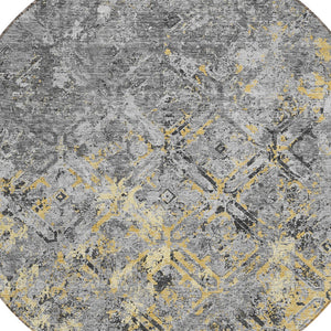 Homeroots 3' Beige Brown Copper Geometric Washable Indoor Outdoor Area Rug For Versatile Home Decor Solutions 8' Round Polyester 586086