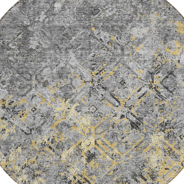 Homeroots 3' Beige Brown Copper Geometric Washable Indoor Outdoor Area Rug For Versatile Home Decor Solutions 8' Round Polyester 586086