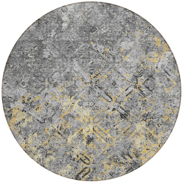 Homeroots 3' Beige Brown Copper Geometric Washable Indoor Outdoor Area Rug For Versatile Home Decor Solutions 8' Round Polyester 586086