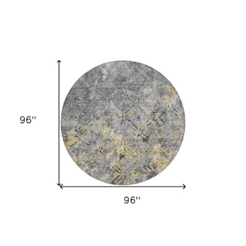 Homeroots 3' Beige Brown Copper Geometric Washable Indoor Outdoor Area Rug For Versatile Home Decor Solutions 8' Round Polyester 586086