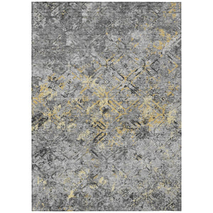 HomeRoots 9' Gray Silver Charcoal Geometric Washable Area Rug – Durable, Stylish Solution for Indoor/Outdoor Spaces 9' X 12' 586088