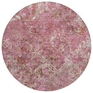 HomeRoots 5' Stylish Pink Blush and Mauve Geometric Area Rug - Washable, Durable, Indoor Outdoor Design! 8' Round 586092
