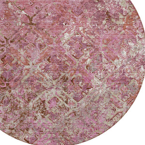 Homeroots 3' Beige Brown Copper Geometric Washable Indoor Outdoor Area Rug For Versatile Home Decor Solutions 8' Round Polyester 586092