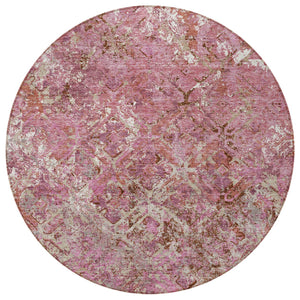 Homeroots 3' Beige Brown Copper Geometric Washable Indoor Outdoor Area Rug For Versatile Home Decor Solutions 8' Round Polyester 586092