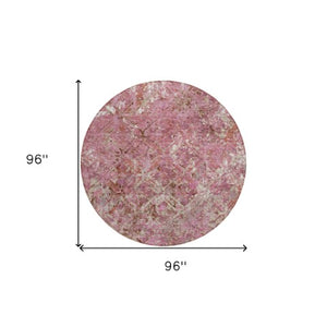 Homeroots 3' Beige Brown Copper Geometric Washable Indoor Outdoor Area Rug For Versatile Home Decor Solutions 8' Round Polyester 586092