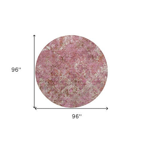 Homeroots 3' Beige Brown Copper Geometric Washable Indoor Outdoor Area Rug For Versatile Home Decor Solutions 8' Round Polyester 586092