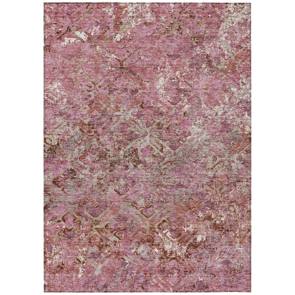 HomeRoots 9' Pink Blush and Mauve Geometric Area Rug – Washable, Durable, Stylish for Indoor/Outdoor Spaces 9' X 12' 586094