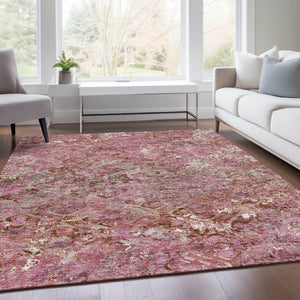 Homeroots 3' Beige Brown Copper Geometric Washable Indoor Outdoor Area Rug For Versatile Home Decor Solutions 9' X 12' Polyester 586094