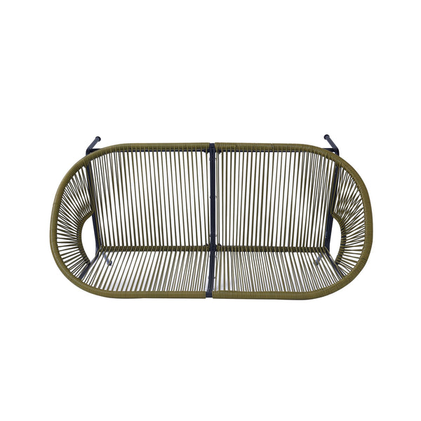 English Elm Christopher Knight Home® - NUSA Faux Wicker 3-Piece Outdoor Patio Chat Set with Rustproof Iron Frame, Curved Club Chairs & Loveseat Green NUSA3PCSETGRN