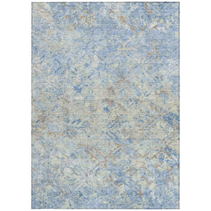 Homeroots 3' Beige Brown Copper Geometric Washable Indoor Outdoor Area Rug For Versatile Home Decor Solutions 5' X 8' Polyester 586103