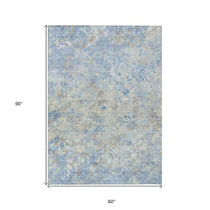 Homeroots 3' Beige Brown Copper Geometric Washable Indoor Outdoor Area Rug For Versatile Home Decor Solutions 5' X 8' Polyester 586103