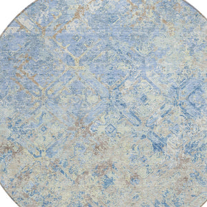 Homeroots 3' Beige Brown Copper Geometric Washable Indoor Outdoor Area Rug For Versatile Home Decor Solutions 8' Round Polyester 586104