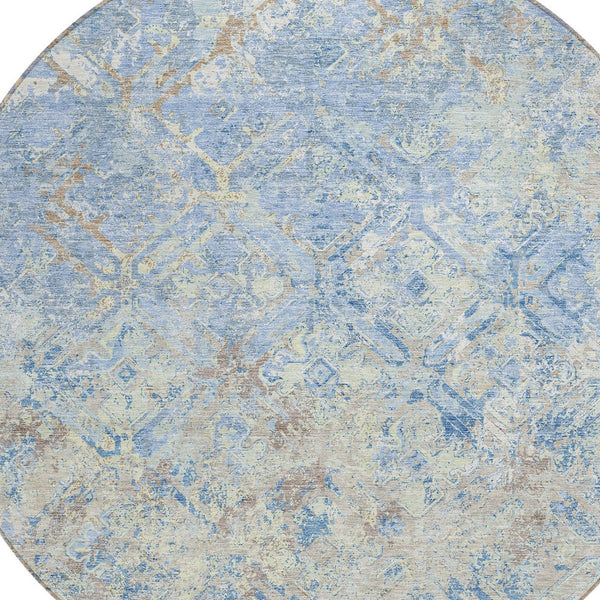 Homeroots 3' Beige Brown Copper Geometric Washable Indoor Outdoor Area Rug For Versatile Home Decor Solutions 8' Round Polyester 586104