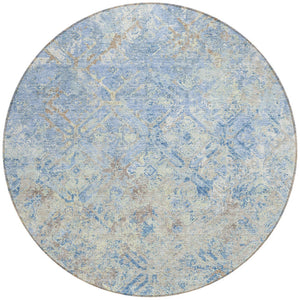 Homeroots 3' Beige Brown Copper Geometric Washable Indoor Outdoor Area Rug For Versatile Home Decor Solutions 8' Round Polyester 586104