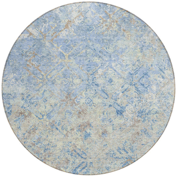 Homeroots 3' Beige Brown Copper Geometric Washable Indoor Outdoor Area Rug For Versatile Home Decor Solutions 8' Round Polyester 586104