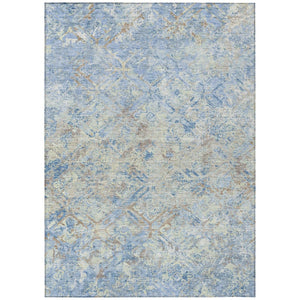 HomeRoots 5' Modern Geometric Indoor Outdoor Area Rug in Sky Blue & Denim - Washable, Durable, Stylish Design 10' X 14' 586107