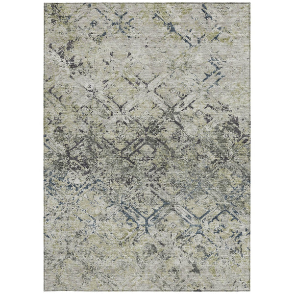 Homeroots 3' Beige Brown Copper Geometric Washable Indoor Outdoor Area Rug For Versatile Home Decor Solutions 5' X 8' Polyester 586109