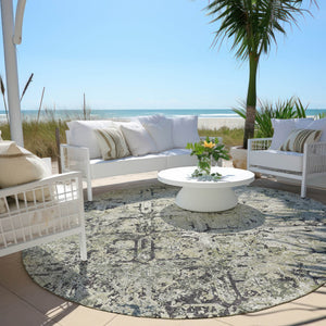 Homeroots 3' Beige Brown Copper Geometric Washable Indoor Outdoor Area Rug For Versatile Home Decor Solutions 8' Round Polyester 586110