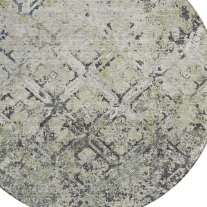 Homeroots 3' Beige Brown Copper Geometric Washable Indoor Outdoor Area Rug For Versatile Home Decor Solutions 8' Round Polyester 586110