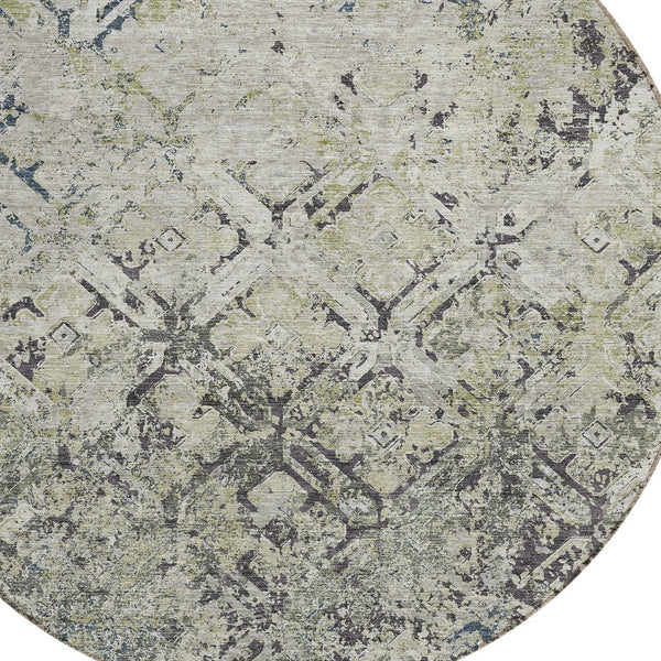 Homeroots 3' Beige Brown Copper Geometric Washable Indoor Outdoor Area Rug For Versatile Home Decor Solutions 8' Round Polyester 586110