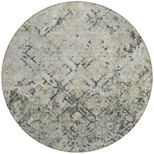 Homeroots 3' Beige Brown Copper Geometric Washable Indoor Outdoor Area Rug For Versatile Home Decor Solutions 8' Round Polyester 586110