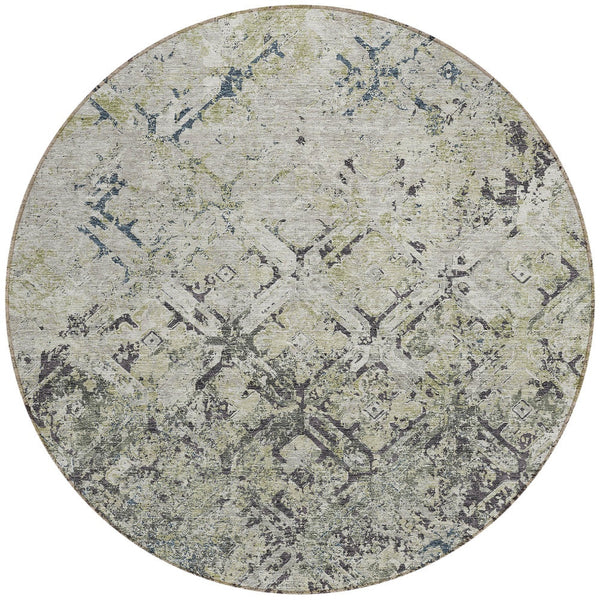 Homeroots 3' Beige Brown Copper Geometric Washable Indoor Outdoor Area Rug For Versatile Home Decor Solutions 8' Round Polyester 586110