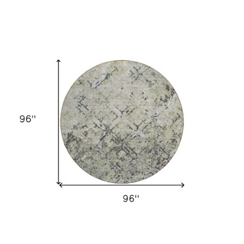 Homeroots 3' Beige Brown Copper Geometric Washable Indoor Outdoor Area Rug For Versatile Home Decor Solutions 8' Round Polyester 586110