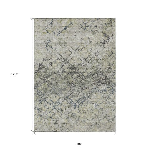 Homeroots 3' Beige Brown Copper Geometric Washable Indoor Outdoor Area Rug For Versatile Home Decor Solutions 8' X 10' Polyester 586111