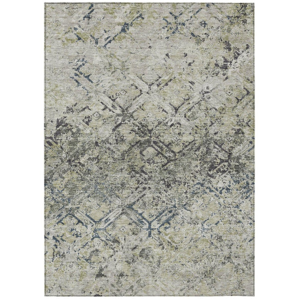 HomeRoots 5' Silver Gray and Charcoal Geometric Area Rug - Stylish, Washable, Indoor/Outdoor Durable Design 8' X 10' 586111