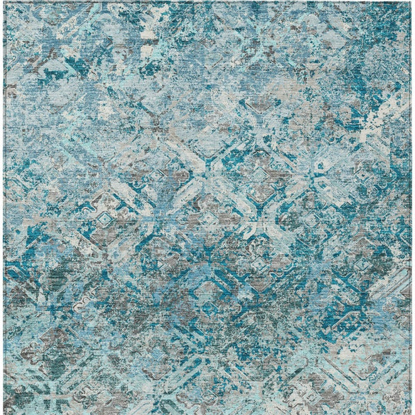 Homeroots 3' Beige Brown Copper Geometric Washable Indoor Outdoor Area Rug For Versatile Home Decor Solutions 3' X 5' Polyester 586114