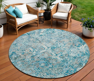 Homeroots 3' Beige Brown Copper Geometric Washable Indoor Outdoor Area Rug For Versatile Home Decor Solutions 8' Round Polyester 586116