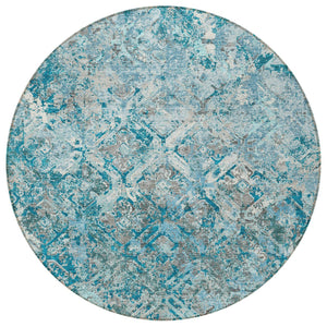 Homeroots 3' Beige Brown Copper Geometric Washable Indoor Outdoor Area Rug For Versatile Home Decor Solutions 8' Round Polyester 586116