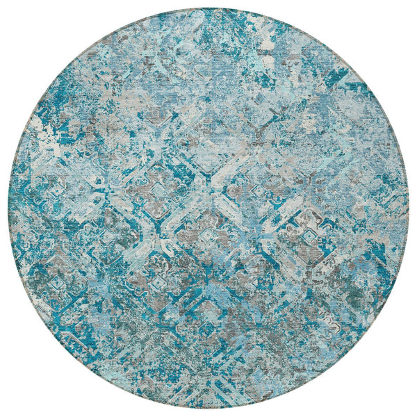 Homeroots 3' Beige Brown Copper Geometric Washable Indoor Outdoor Area Rug For Versatile Home Decor Solutions 8' Round Polyester 586116