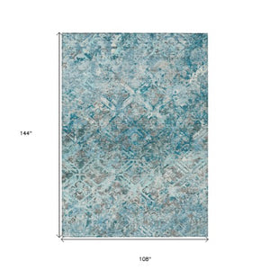 Homeroots 3' Beige Brown Copper Geometric Washable Indoor Outdoor Area Rug For Versatile Home Decor Solutions 9' X 12' Polyester 586118