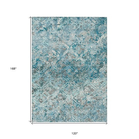 Homeroots 3' Beige Brown Copper Geometric Washable Indoor Outdoor Area Rug For Versatile Home Decor Solutions 10' X 14' Polyester 586119