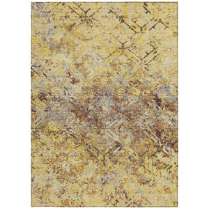 Homeroots 3' Beige Brown Copper Geometric Washable Indoor Outdoor Area Rug For Versatile Home Decor Solutions 3' X 5' Polyester 586120