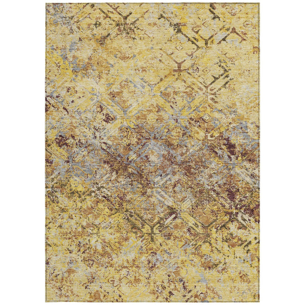 Homeroots 3' Beige Brown Copper Geometric Washable Indoor Outdoor Area Rug For Versatile Home Decor Solutions 3' X 5' Polyester 586120