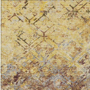 Homeroots 3' Beige Brown Copper Geometric Washable Indoor Outdoor Area Rug For Versatile Home Decor Solutions 3' X 5' Polyester 586120