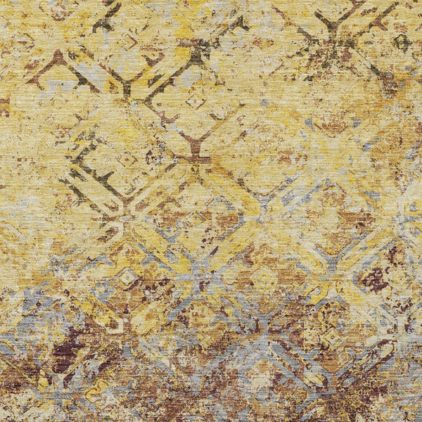 Homeroots 3' Beige Brown Copper Geometric Washable Indoor Outdoor Area Rug For Versatile Home Decor Solutions 5' X 8' Polyester 586121