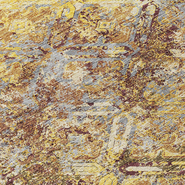 Homeroots 3' Beige Brown Copper Geometric Washable Indoor Outdoor Area Rug For Versatile Home Decor Solutions 8' Round Polyester 586122