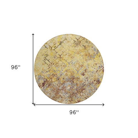 Homeroots 3' Beige Brown Copper Geometric Washable Indoor Outdoor Area Rug For Versatile Home Decor Solutions 8' Round Polyester 586122